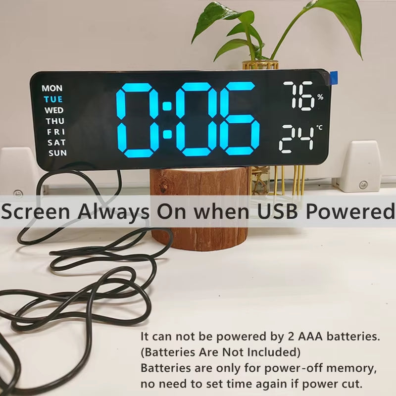 9 Inch Large Digital Wall Clock USB Powered