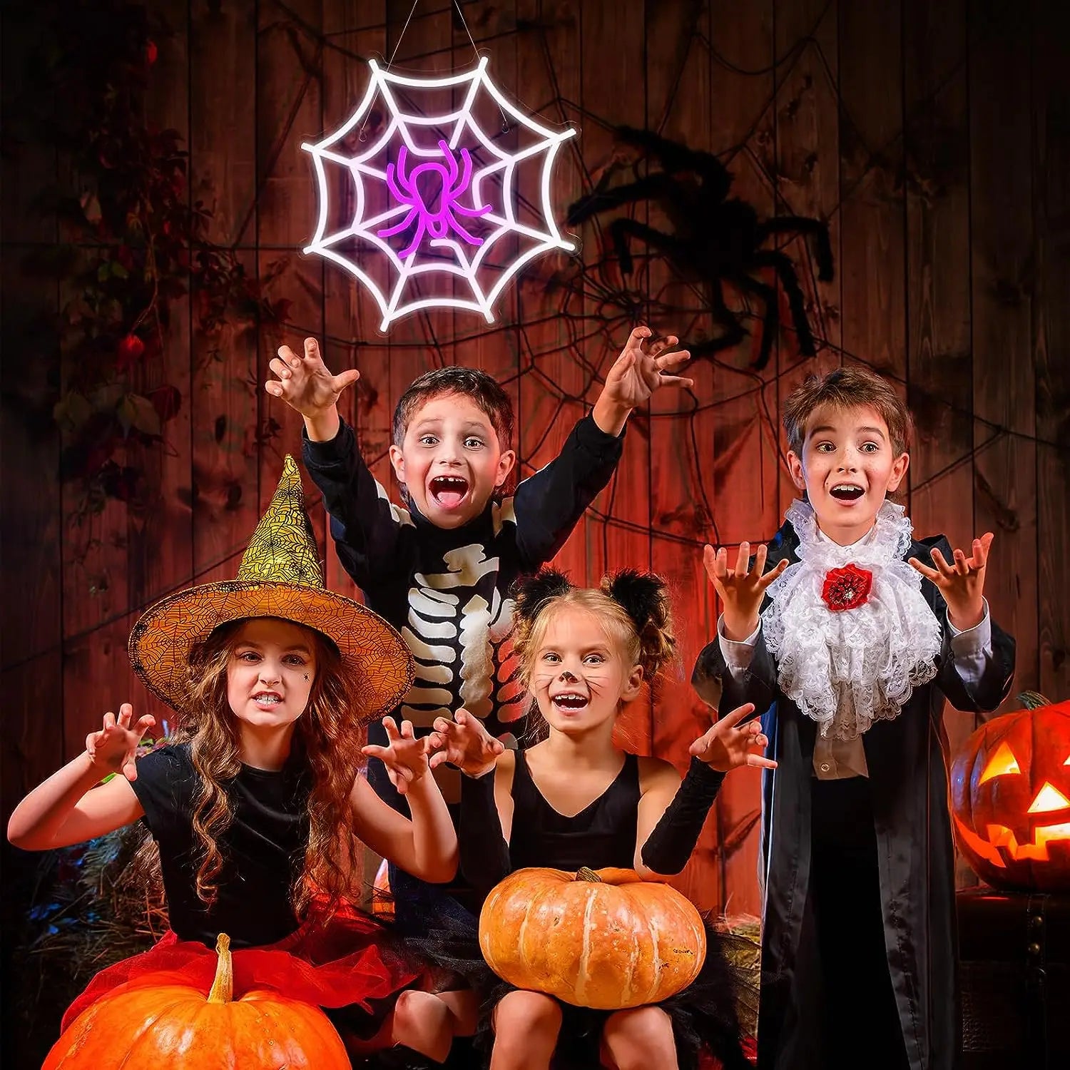 Spider Web Neon Sign Lighted Wall Art Decoration