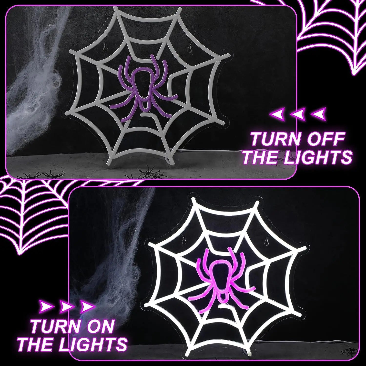 Spider Web Neon Sign Lighted Wall Art Decoration 