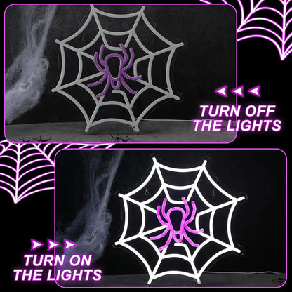 Spider Web Neon Sign Lighted Wall Art Decoration 