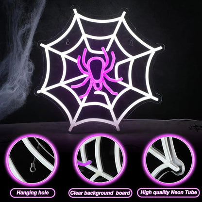 Spider Web Neon Sign Lighted Wall Art Decoration 