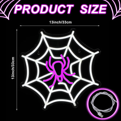Spider Web Neon Sign Lighted Wall Art Decoration 