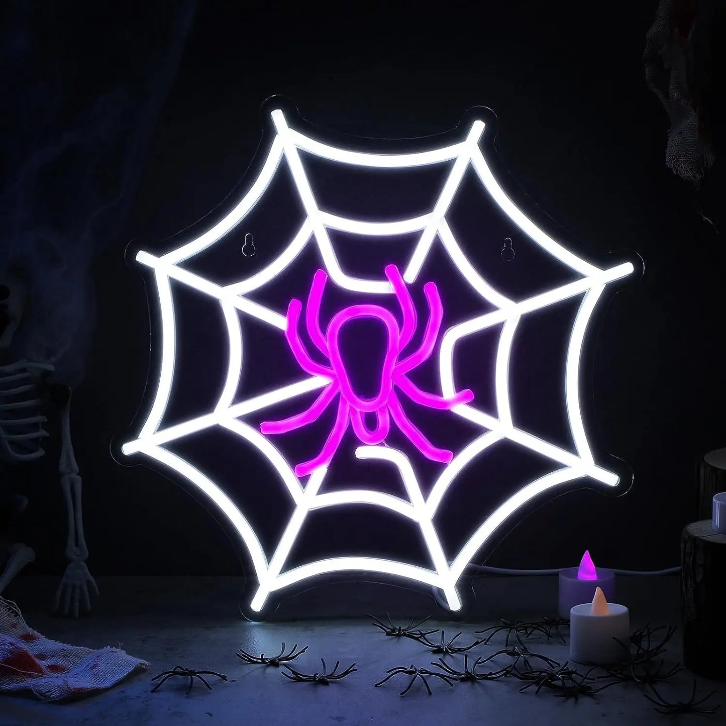 Spider Web Neon Sign Lighted Wall Art Decoration 